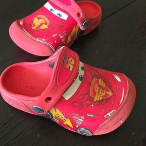 CROCS Red Slippers with Cartoon Design